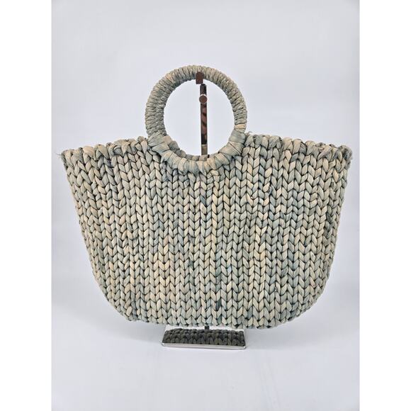 Coastal Cottage Woven Straw Flower Embellished Handbag Purse Ann Taylor - Picture 10 of 11